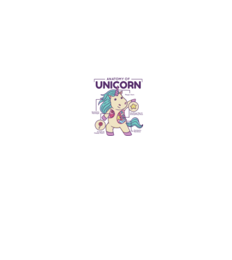 Unicorn Anatomie model roz deschis pe tricou