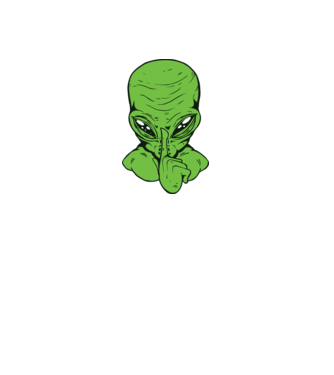 Alien Psst model negru pe tricou