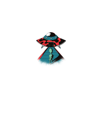 Alien Ufo model negru pe tricou