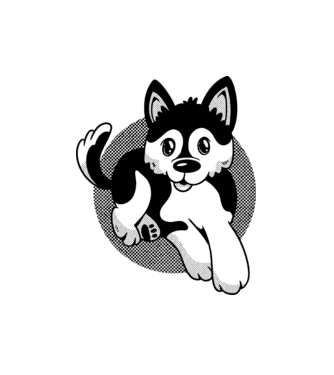 Câine Pomsky model alb pe tricou