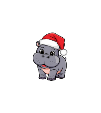 Crăciun Hippo model alb pe tricou