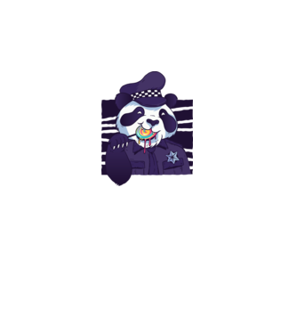 Panda polițist cu acadea model albastru regal pe tricou