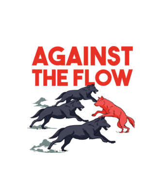 Against the flow - Împotriva curentului model alb pe tricou