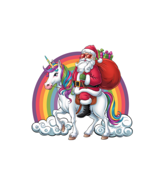 Moș Crăciun cool pe un unicorn 2 model nisipiu pe tricou