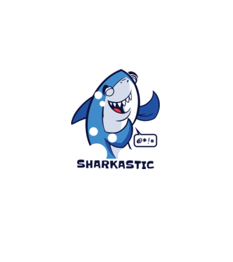 Sharkastic - Rechinul sarcastic model albastru deschis pe tricou