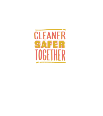 Cleaner Safer Together model nisipiu pe tricou
