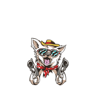 Chihuahua cu Pistol model alb pe tricou