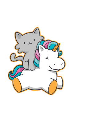 Unicorn Cu pisică model alb pe tricou