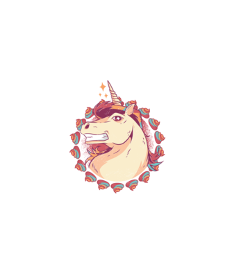 Unicorn Mullet model alb pe tricou