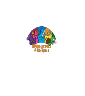Dungeons Meeples model negru pe tricou