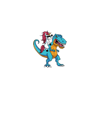 Unicorn cu dinozaur tricou amuzant model negru pe tricou