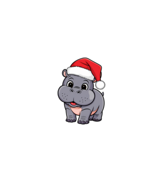 Crăciun Hippo model nisipiu pe tricou