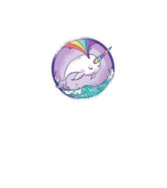 Unicorn drăguț Balenă - Narval model alb pe tricou