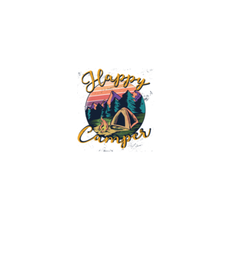 Happy Camper tricou camping model gri pe tricou