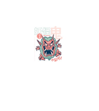 Oni Yokai Anime model negru pe tricou