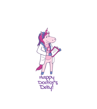 Medic Unicorn model alb pe tricou