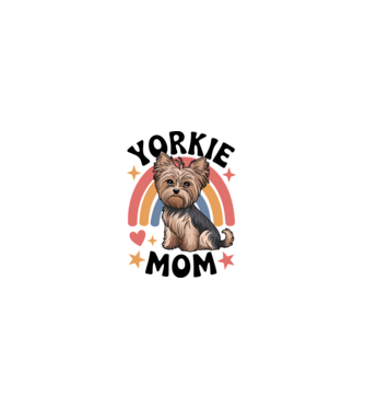 Yorkie Mom Alb model roz deschis pe tricou