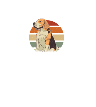 Beagle Retro Sunset model negru pe tricou