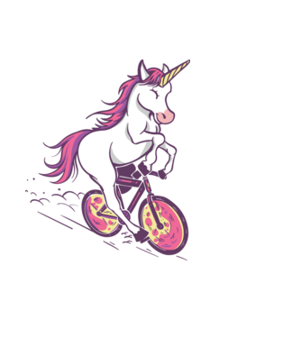 unicorn cu bicicletă model negru pe tricou