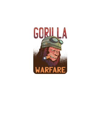 Gorilla Warfare model alb pe tricou