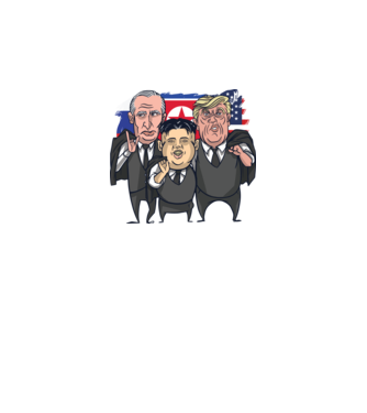 Trump, Putin, Kim - trei prieteni buni model alb pe tricou