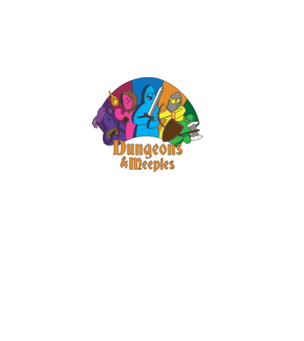 Dungeons Meeples model negru pe tricou