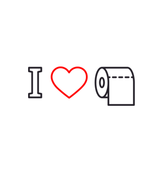 I love hârtie igienică model alb/roșu pe tricou