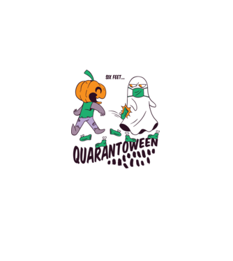 Quarantoween model alb pe tricou