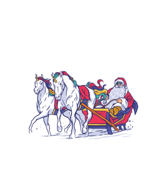 Santa Unicorn Moș Crăciun model alb pe tricou