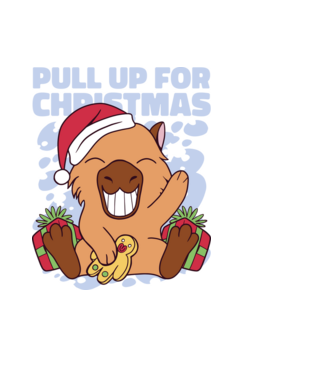 Pull up for christmas Capybara model albastru deschis pe tricou