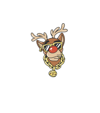 Gangster Reindeer model alb pe tricou