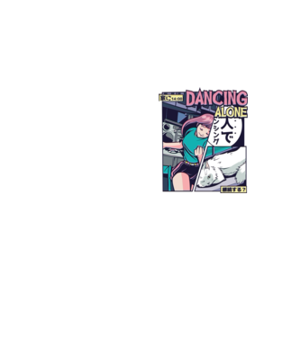 Anime Vaporwave Dancing Alone model galben neon pe tricou