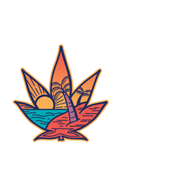 Apus de soare Frunză de marijuana model alb pe tricou