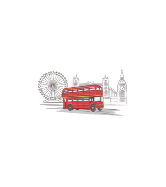 London Bus model alb pe tricou