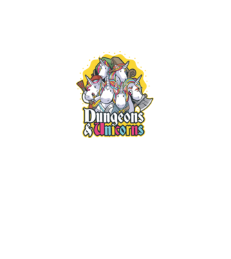 Dungeons and Unicorns model negru pe tricou