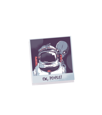 Ew, Oameni - Astronaut cu extraterestru model negru pe tricou