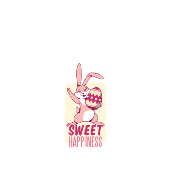 Sweet Happiness pentru Paște tricou cu iepuraș model negru pe tricou