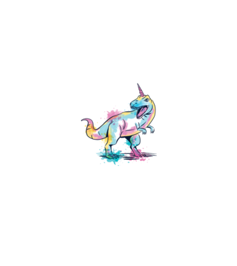 Unicornsaurus - Dinozaur Unicorn model alb/roșu pe tricou