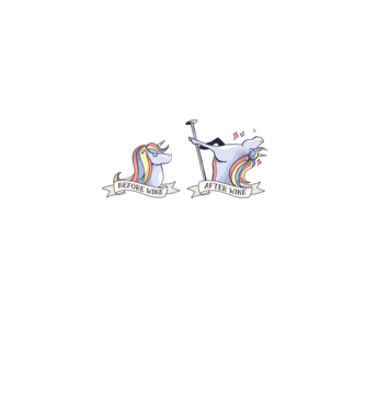 Înainte și după vin Unicorns model gri pe tricou