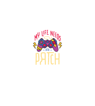 My life needs a patch Gamer model negru pe tricou