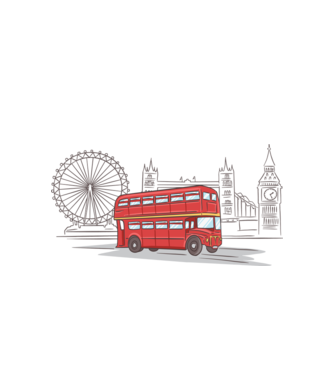 London Bus model alb pe tricou