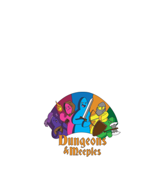 Dungeons Meeples model negru pe tricou