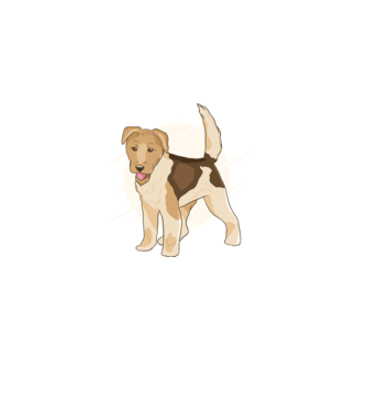 Fox Terrier model albastru închis pe tricou