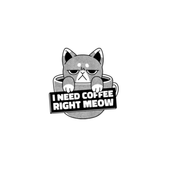 I need Coffee Right Meow model albastru deschis pe tricou