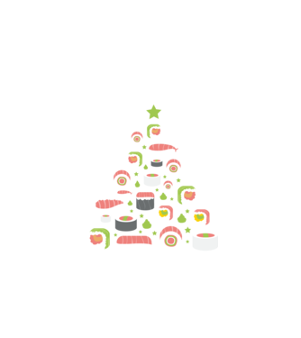 Pom de Crăciun Sushi model albastru închis pe tricou
