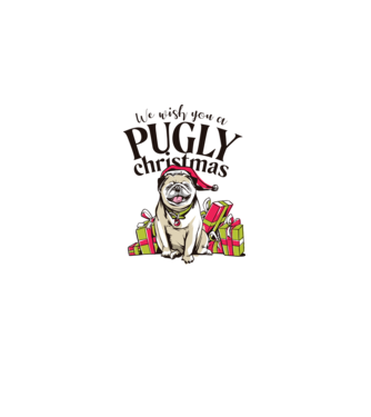 We wish You a Pugly Christmas tricou cu mops model gri pe tricou