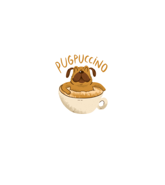 Pugpuccino Capuccino cu Mops model negru pe tricou
