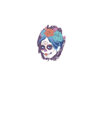 Dia de Los Muertos - Craniu cu flori model albastru închis pe tricou