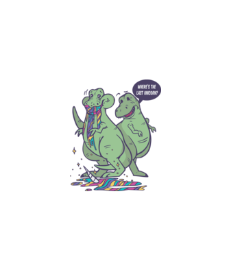 T-rex a mâncat unicornul model alb pe tricou