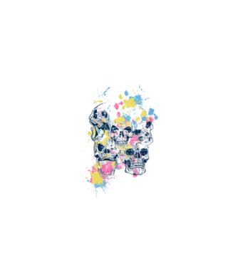 Cranii colorate model alb pe tricou